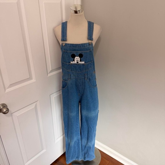 Mickey Unlimited Pants - VINTAGE MEDIUM WASH MICKEY MOUSE OVERALLS